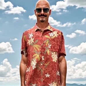 Columbia Linen Blend Tropical Hawaiian Style Resort Shirt Size XL